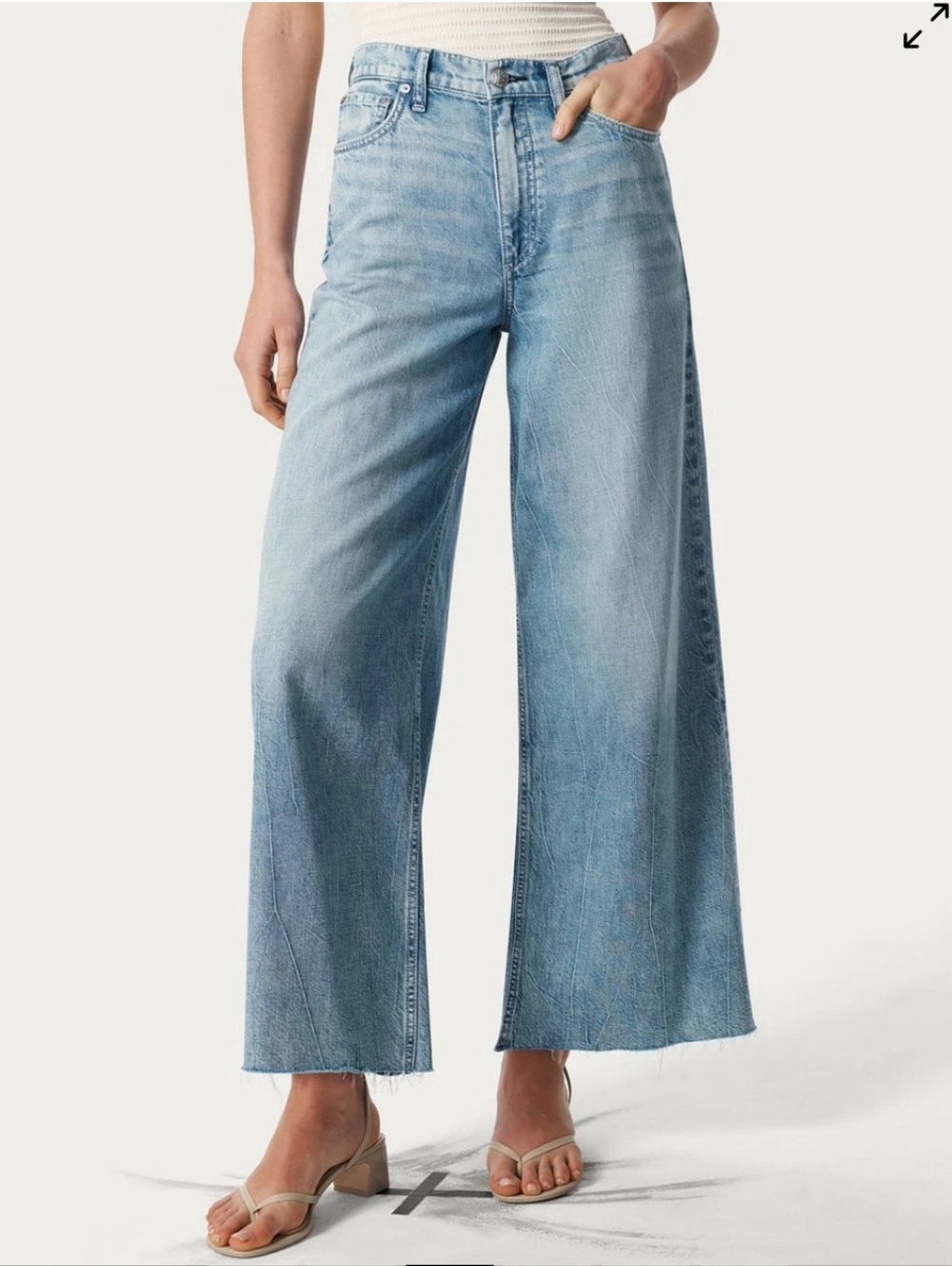 rag & bone Wide-Leg Jeans in Light Blue Denim